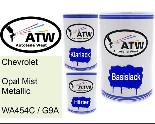 Chevrolet, Opal Mist Metallic, WA454C / G9A: 500ml Lackdose + 500ml Klarlack + 250ml Härter - Set, von ATW Autoteile West.